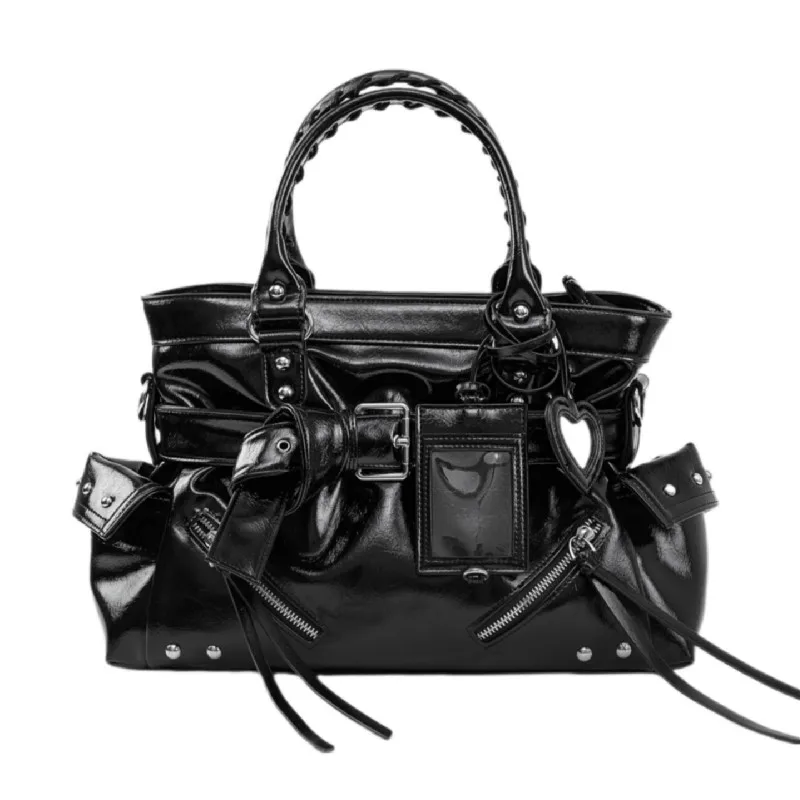 

2025 модные женские сумки на плечо из искусственной кожи с заклепками и кисточками, дизайн с регулируемым ремешком, повседневный ‌ Стильная сумка для работы, свиданий, офиса