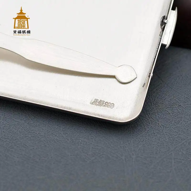 For Handmade Silver Cigarette Box Foot Silver 999 Glossy Cigarette Box Thick Medium Thin Three Can Put Silverware Gift