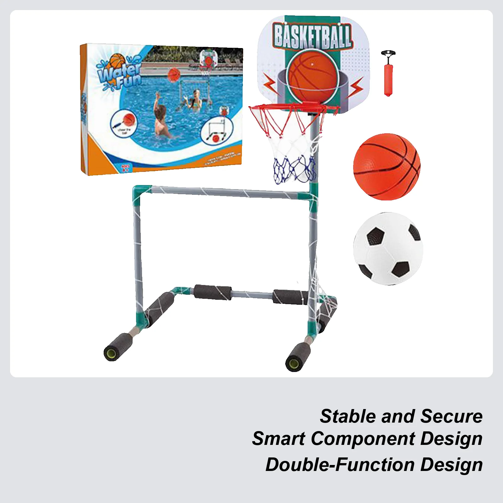 

Pool Basketball Hoop Floating Pool Soccer Goal Outdoor Water Sports Toys for Lawn Park Adults Event Planners Backyard Garden