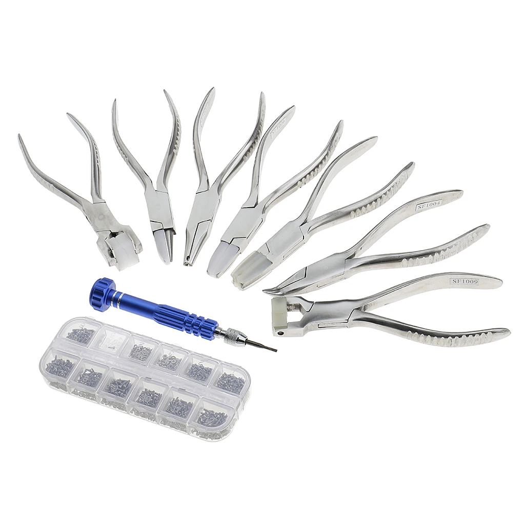 Eyeglasses Frames Pliers Set Stainless Steel Metal Repair Tools for Rimless Glasses and Glasses Without Frame