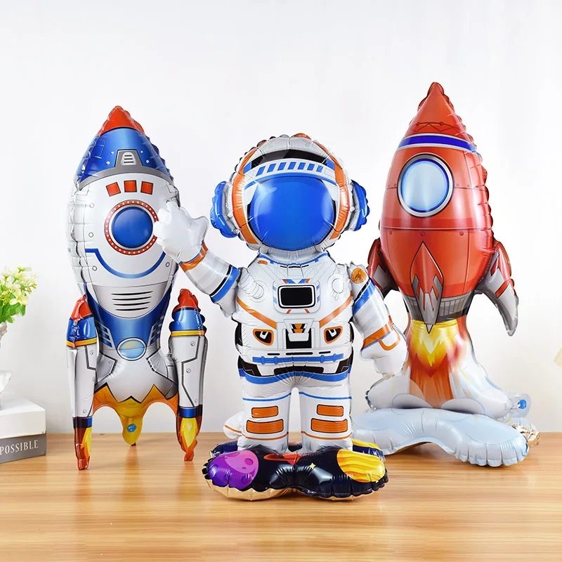 3D Astronaut Rocket Foil Balloon Spaceman Standing Balloon Boys Universe Series Outer Space Birthday Party Decoration Kids Toys