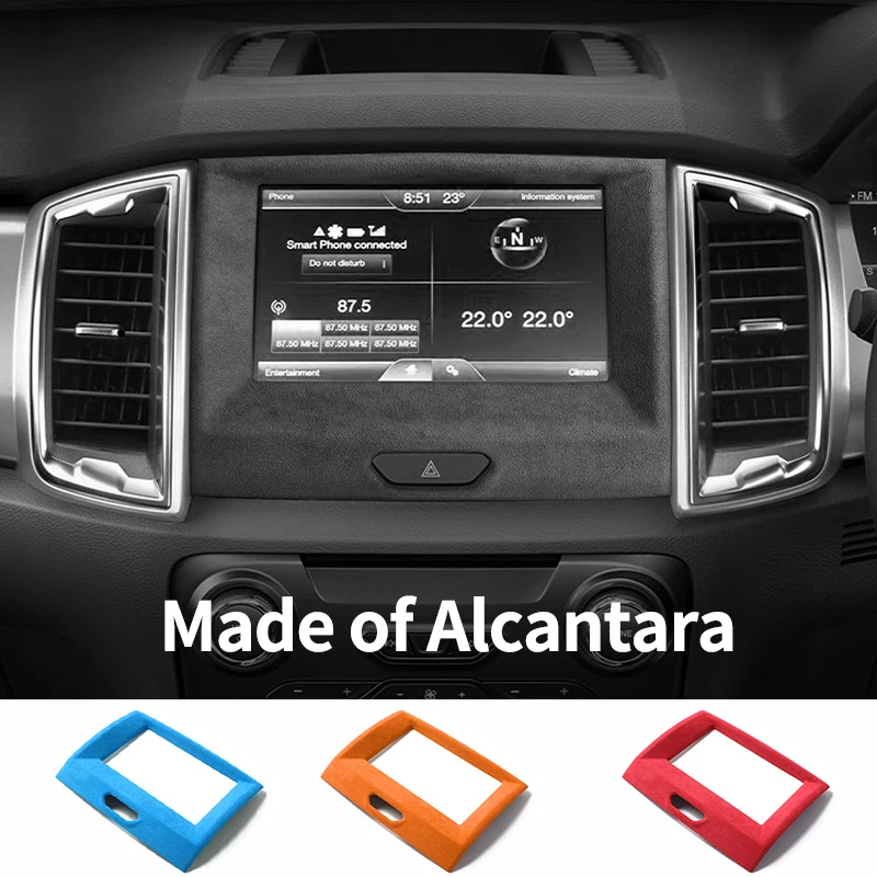 

For Ford Ranger(2015-2022) Under the Center Console Display Panel Trim Sticker Made of Alcantara Car Interior Tuning Accessories