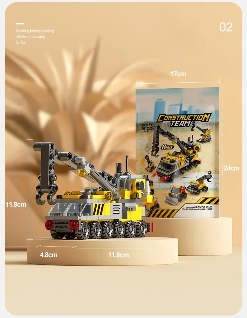 Mini-Bausteine, 6-in-1, DIY-Polizeiauto, Feuerwehrauto, Schloss, Modellsteine, Kinder, Lernspielzeug, Geschenke – Detail 5