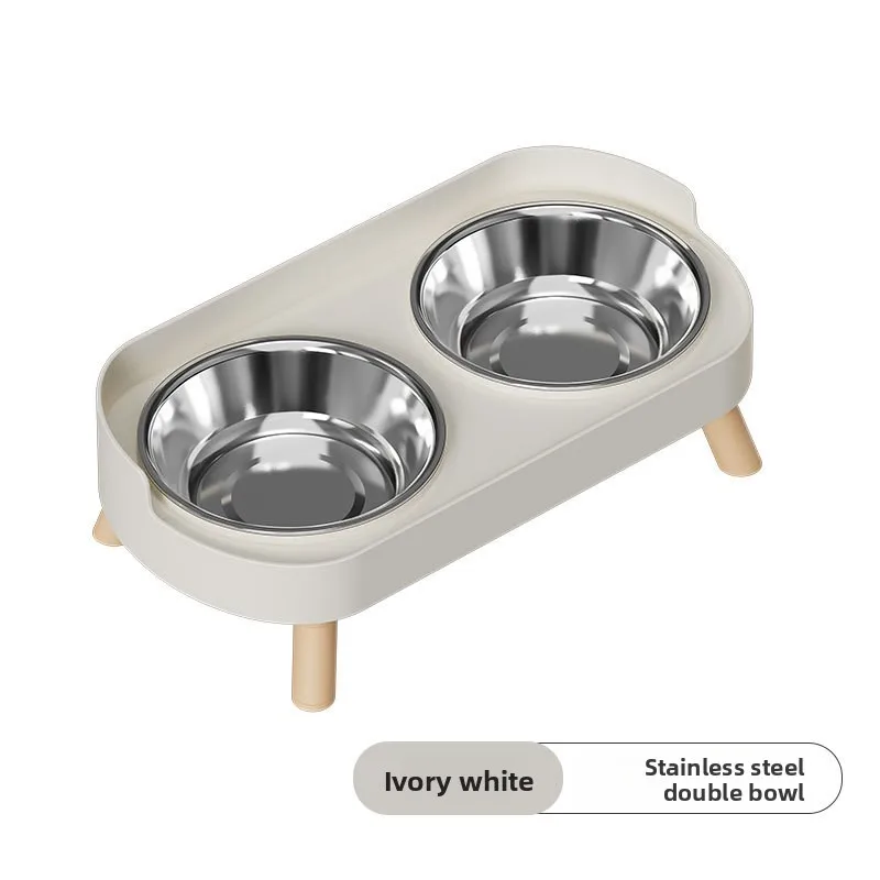 Bol double anti-choc en acier inoxydable, bol pour chien et chat, protection cervicale, bol alimentaire anti-éclaboussures adapté à une utilisation intérieure