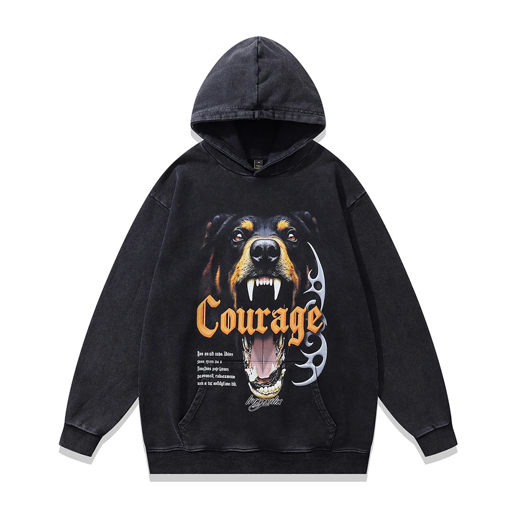 

Berserkdog Print Men's Hoodies Y2k Oversized Retro Tops Hip Hop Streetwear Hooded New In Sweatshirts Winter Vintage Goth Clothes