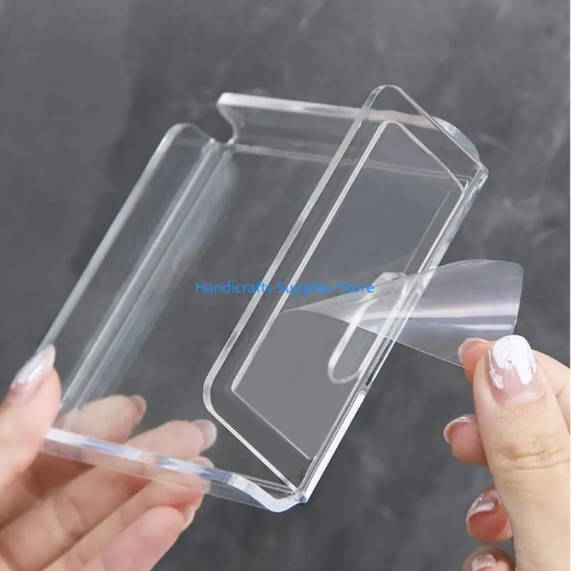 R1WA 2pcs Adhesive Acrylic Shelf Wall Mount Shelves Floating Storage Rack No Drilling