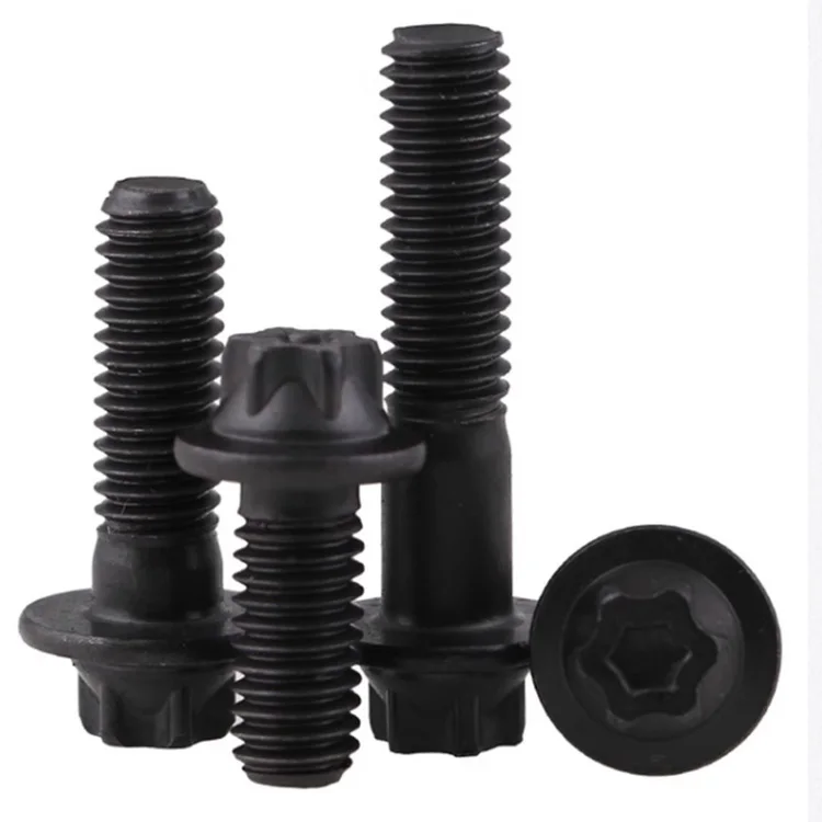 10PCS M5 M6 Torx-Head Bolt Grade 12.9 Black Carbon Steel Profile Flange Head Screw Profile Plum Outer Hexagon Screws