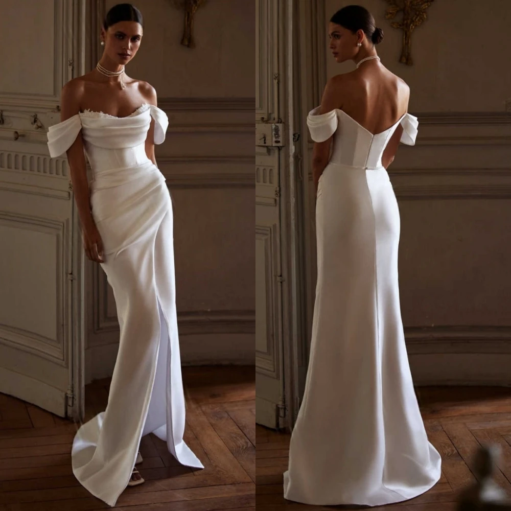 

Элегантное атласное вечернее платье без бретелек по индивидуальному заказу, сексуальное коктейльное платье с разрезом по бокам, темпераментное платье русалки для особых случаев