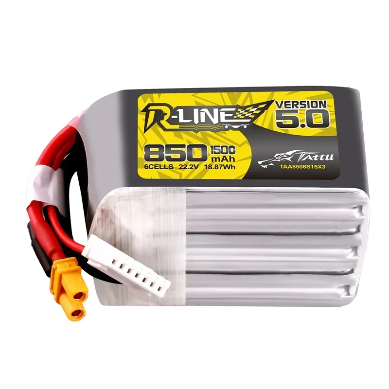 NEW TATTU-R-LINE 5.0 850mAh 150C 22.2V Lipo Battery For RC Helicopter Quadcopter FPV Racing Drone Parts 6S Rechargeable Battery