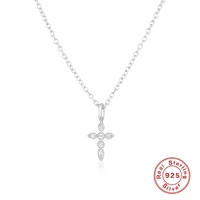 Aide 925 Sterling Silver Necklaces Charms for Women Crystal Cross Clavicle Collar Chain Simple Choker Necklace Accessories Gift - Image 2