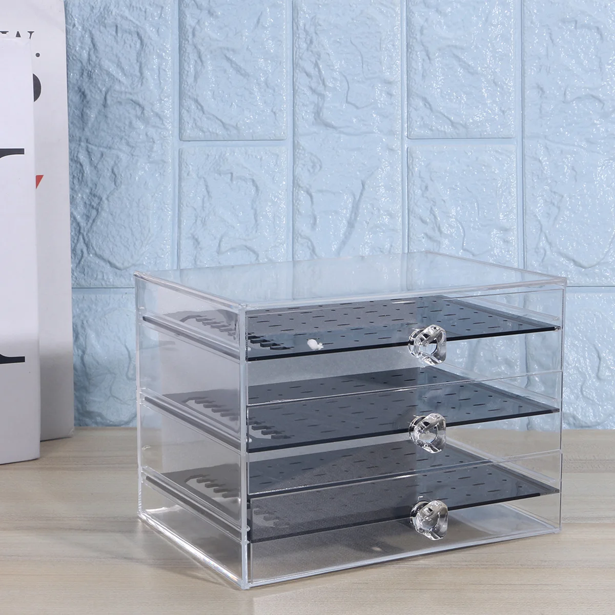 

Органайзер для хранения серег из акрила, 3 яруса, 30 отделений, 270 отверстий, пылезащитный дисплей для ювелирных изделий и рукоделия