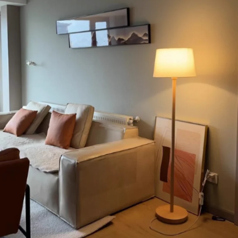 Living Room Lamp Wooden Style Room Decoration Bedside Lamp Retro Vertical Standing Table Light LED Vintage Solid Wood Floor Lamp