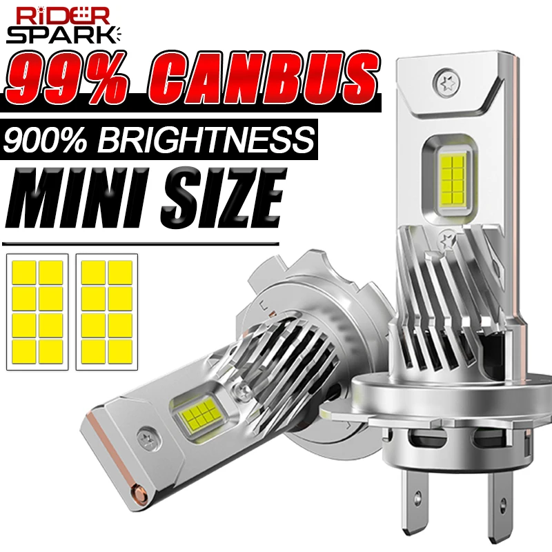 

2 шт. Автомобильная лампа H7 LED CANBus для фар Mini Turbo LED дальнего и ближнего света 100 Вт для автомобильных фар Автомобильные фары H7 LED 12 В 6500 К Белый