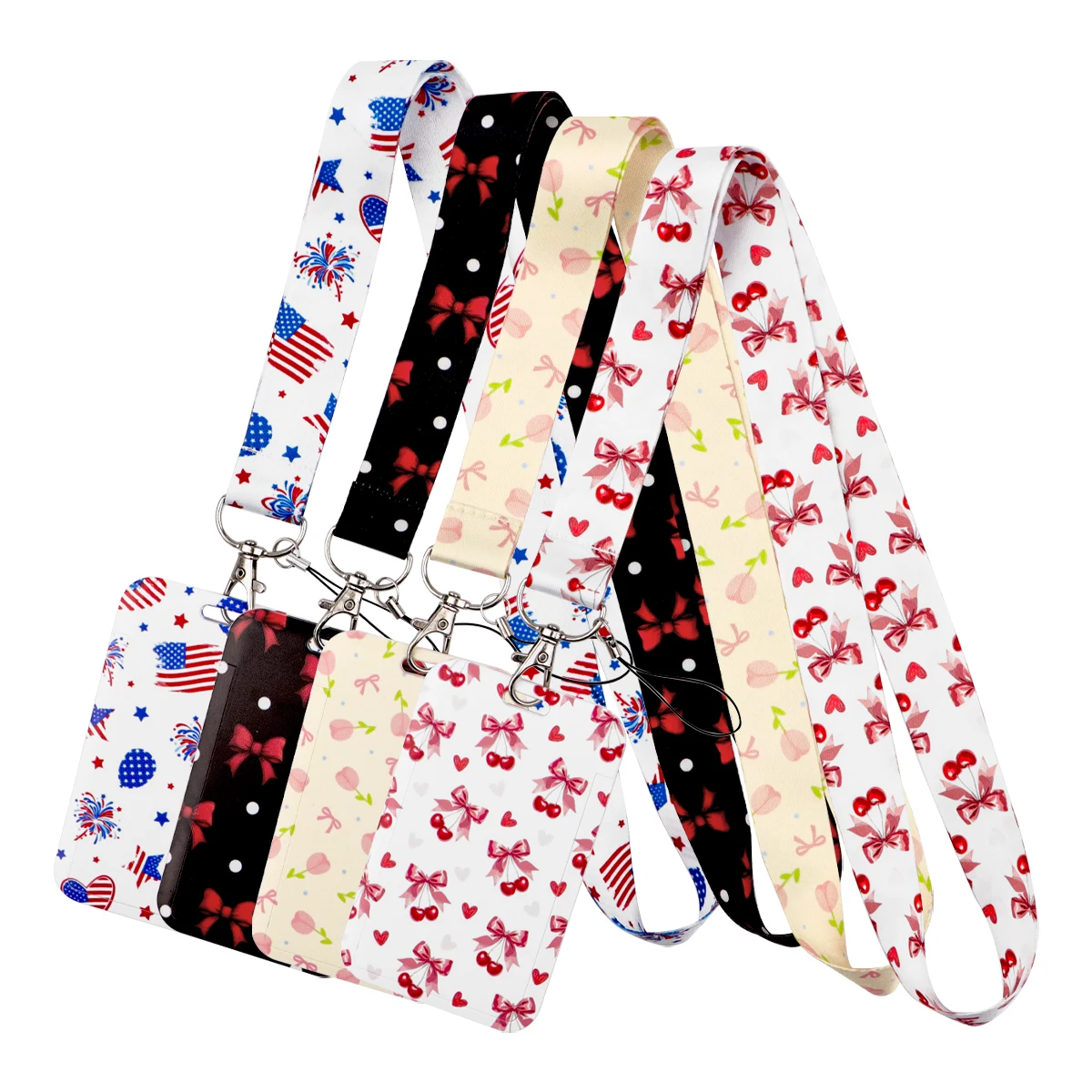 Retro Bow National Flag Lanyard Neck Strap Keychain ID Card Cover Badge Holder Mobile Phone Hang Rope Keyring Accessories Gifts