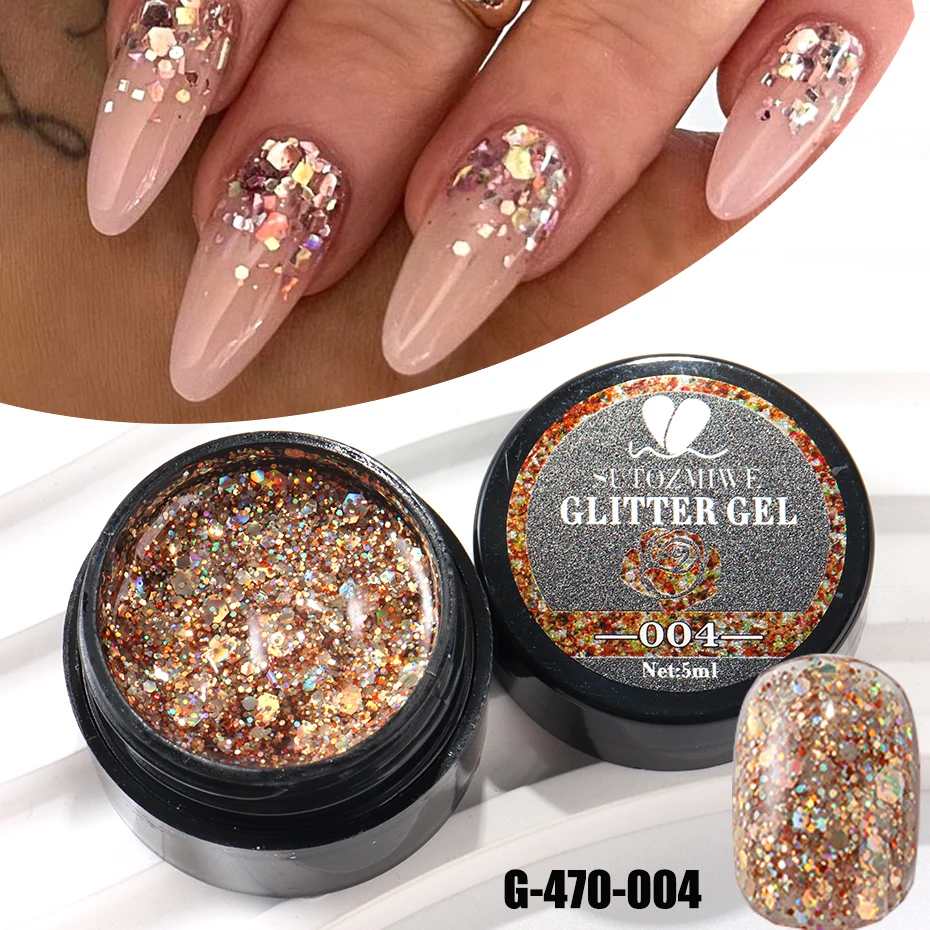 Champagner Gold Glitzer Reflektierendes Nagelgelpoliermittel Funkelndes Nagelgel Kristall Glitzer Graffiti Streifen Zuglinie Nagel UV Gel