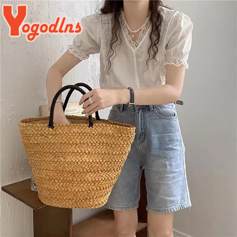 

Summer Handmade Bags for Women Beach Weaving Ladies Straw Bag Wrapped Beach Bag Large capacity Top Handle Handbags Tote