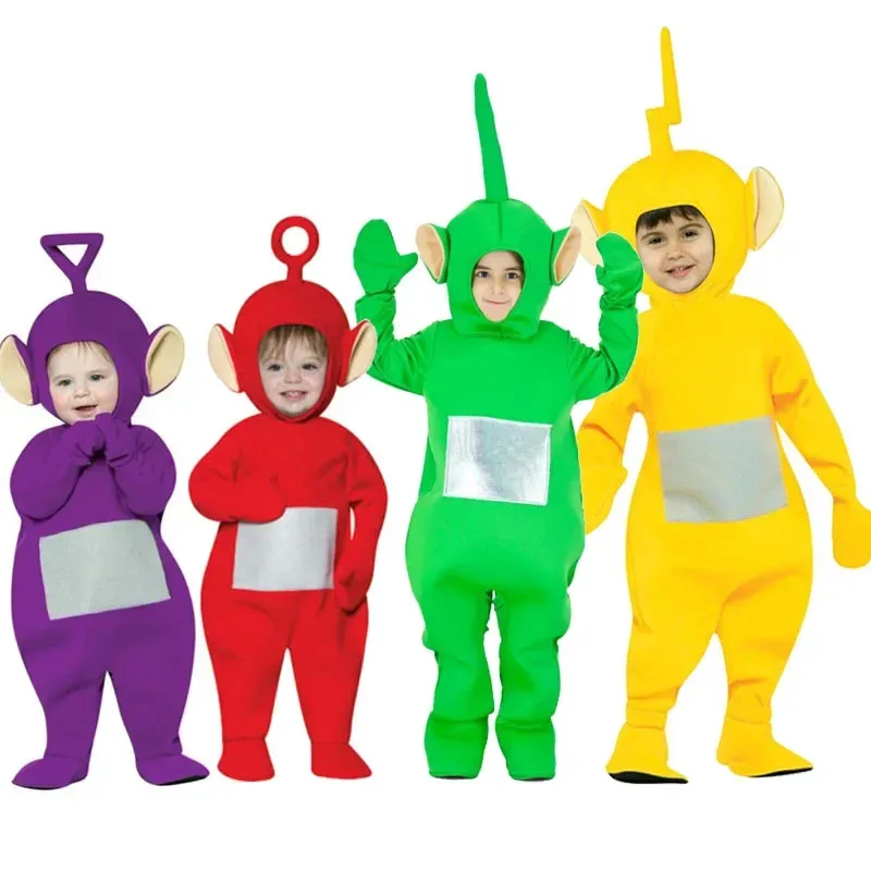 2025 nuevo 4 colores bebé niños Teletubies Cosplay mono Dipsy Po Lala divertido Anime Halloween disfraz de fiesta de cumpleaños EA ★ ❤ ☆