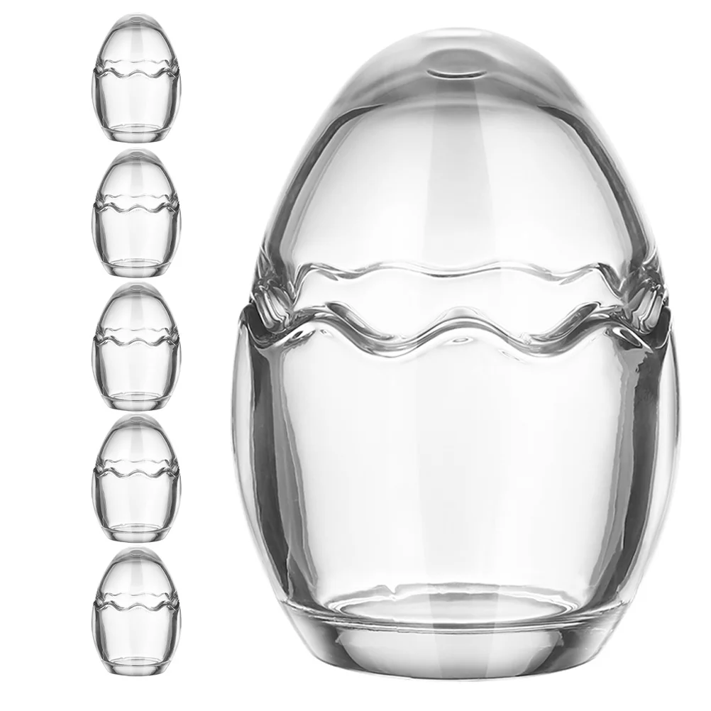 

6Pcs Transparent Egg Shaped Glass Pudding Cups Heat Resistant Container for Yogurt Jelly Desserts Glass Cups Set