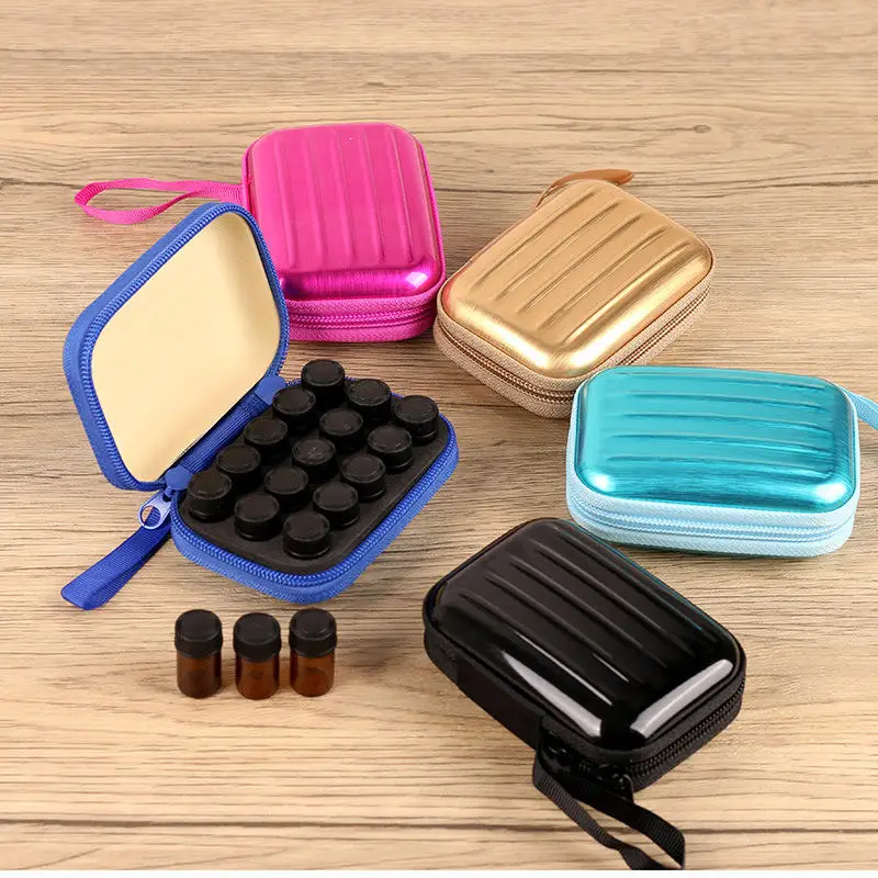 Estuche para aceites esenciales de 15 botellas, bolsas recolectoras de aceites esenciales de 5/10/15ml, bolsa de almacenamiento portátil, botella de Perfume, Estuche de transporte de viaje