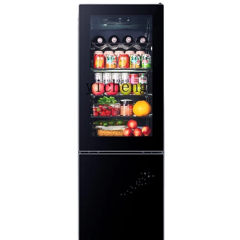 

Refrigerator Ice Bar Transparent Glass Door Preservation Freeze Storage Household Wine Cabinet Refrigeration