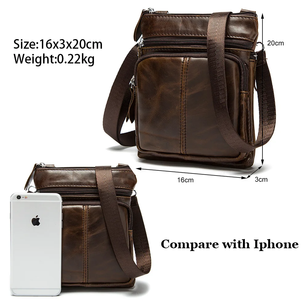 Messenger Bag Men's Shoulder Genuine Leather Bags Flap Small Male Man Crossbody Bags for Men Natural Leather Bag M701