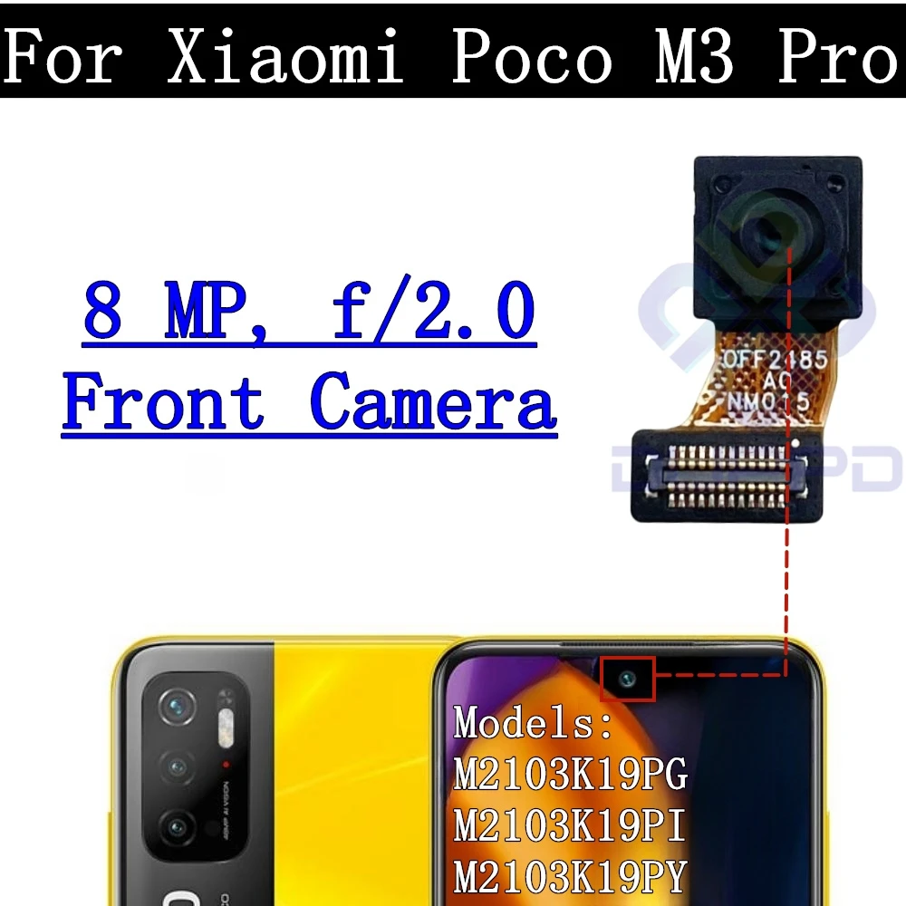 Back Camera Lens for Xiaomi Poco M3 Pro, 5G, M3Pro Selfie, Small Facing, Wide Front Rear Camera Module, Flex Spare