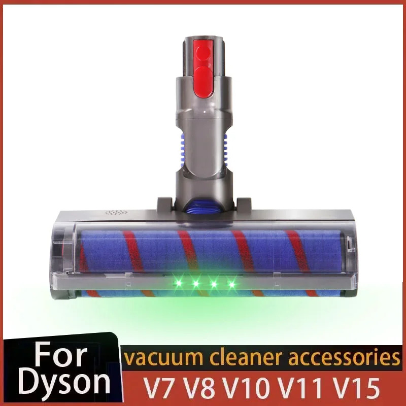 

Насадка щетки для пылесоса Dyson V7 V8 V10 V11 V15, мягкие роликовые щетки с прямым приводом и 4 светодиодами для твердых полов
