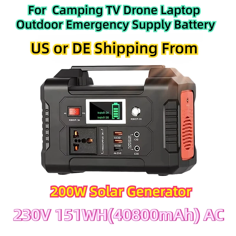 Drone TV berkemah baterai pasokan darurat luar ruangan Laptop 230V stasiun daya portabel 200W Generator surya 151WH AC