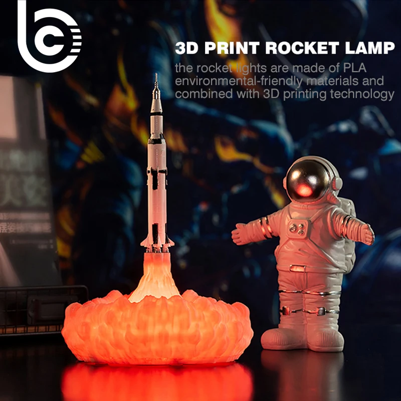 2022 Newest Dropship 3D Print Saturn V Lamps Rechargeable Night Light Apollo 5 For Moon Land Space Lover as Room Decoration