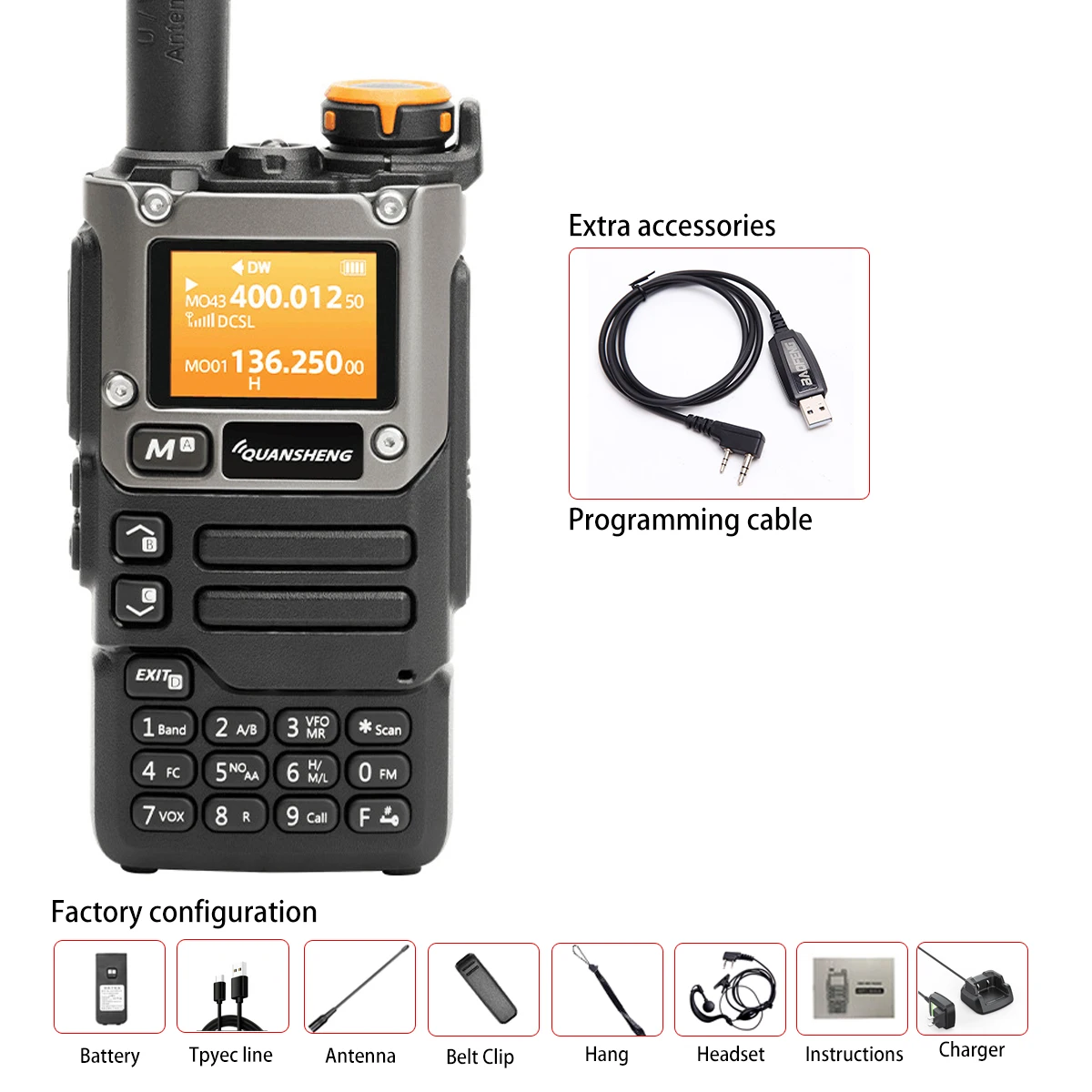 Quansheng UV-K5 Walkie Talkie 5W Air Band Radio Tyep C Charge UHF VHF DTMF FM Scrambler NOAA Draadloze Frequentie Tweeweg CB Radio