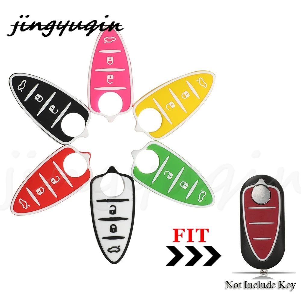 jingyuqin 3 Buttons Replacement Remote Car Key Shell Case Fob Rubber Pad Cover For Alfa Romeo Mito Giulietta 159 Gta