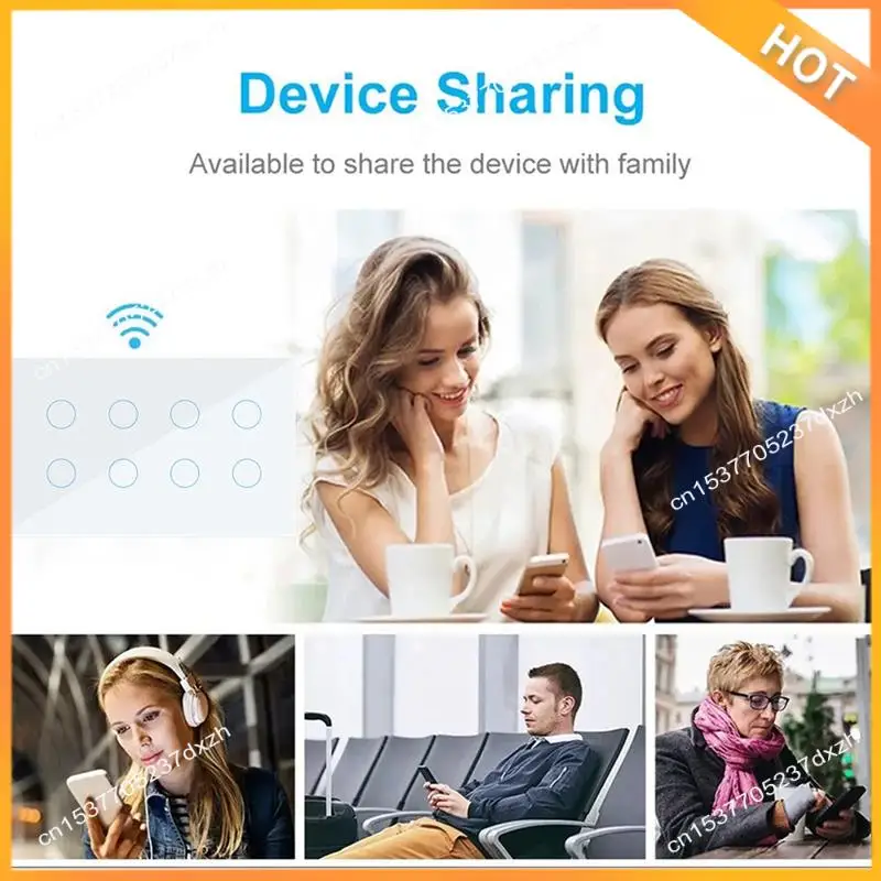 

A43M WIFI Smart Touch Light Настенный выключатель прерывателя Стеклянная панель 10-бандовый Tuya Smart Life для Alexa Google Home Легкая установка Белый