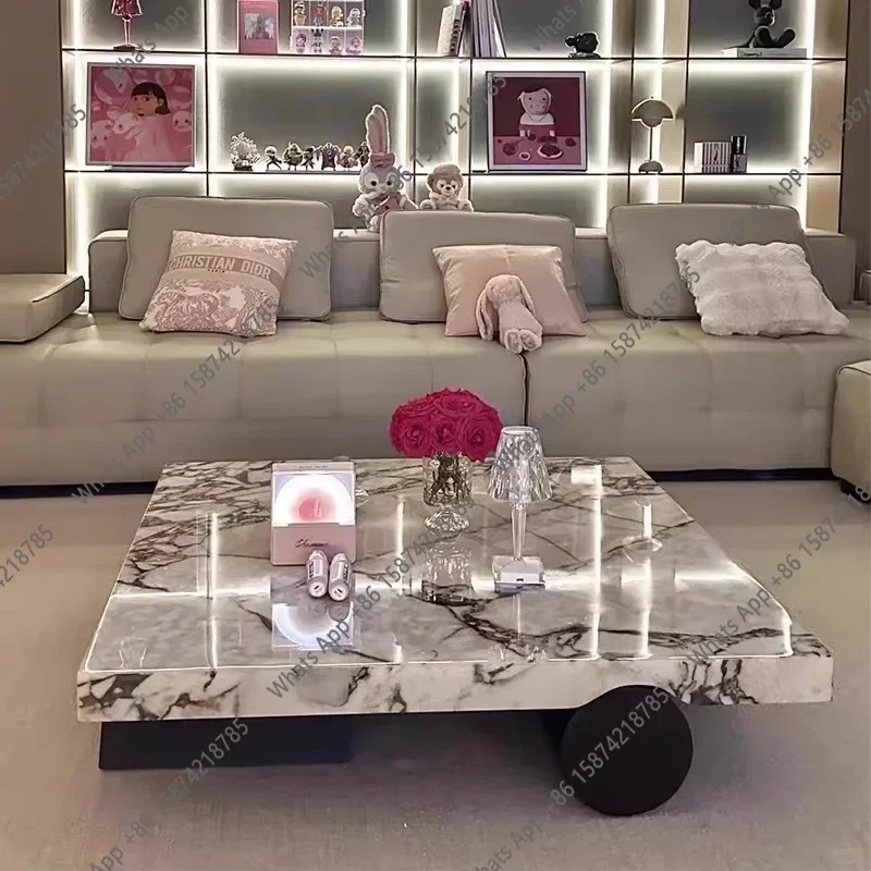 N40 J Italian Calacatta Square Coffee Table, Minimalist Luxury For All Spaces, Heat & Scratch Resistant, Customizable
