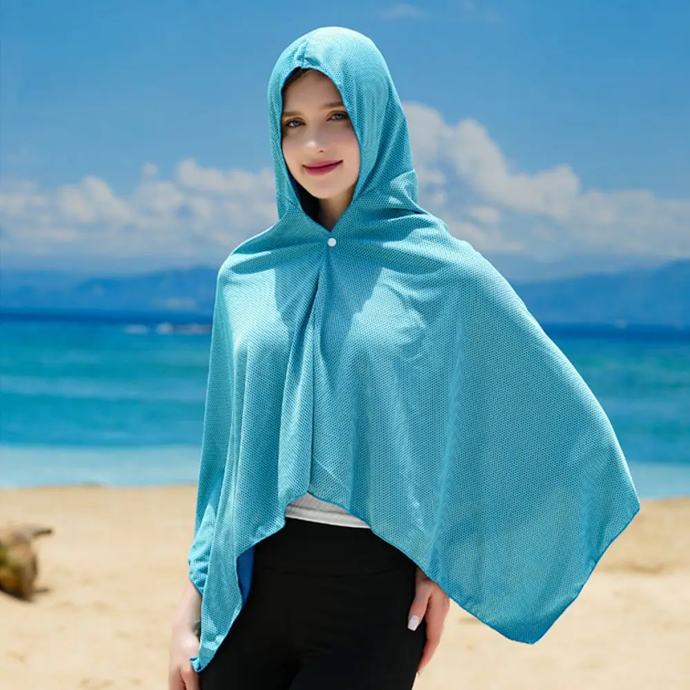 Hooded Beach Towel Cooling Microfiber Sports Towel Large Size Water Towel