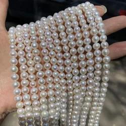 Cuentas redondas cercanas de alta calidad AAAA, perlas naturales de agua dulce impecables resaltadas para fabricación de joyería, accesorios para collares DIY