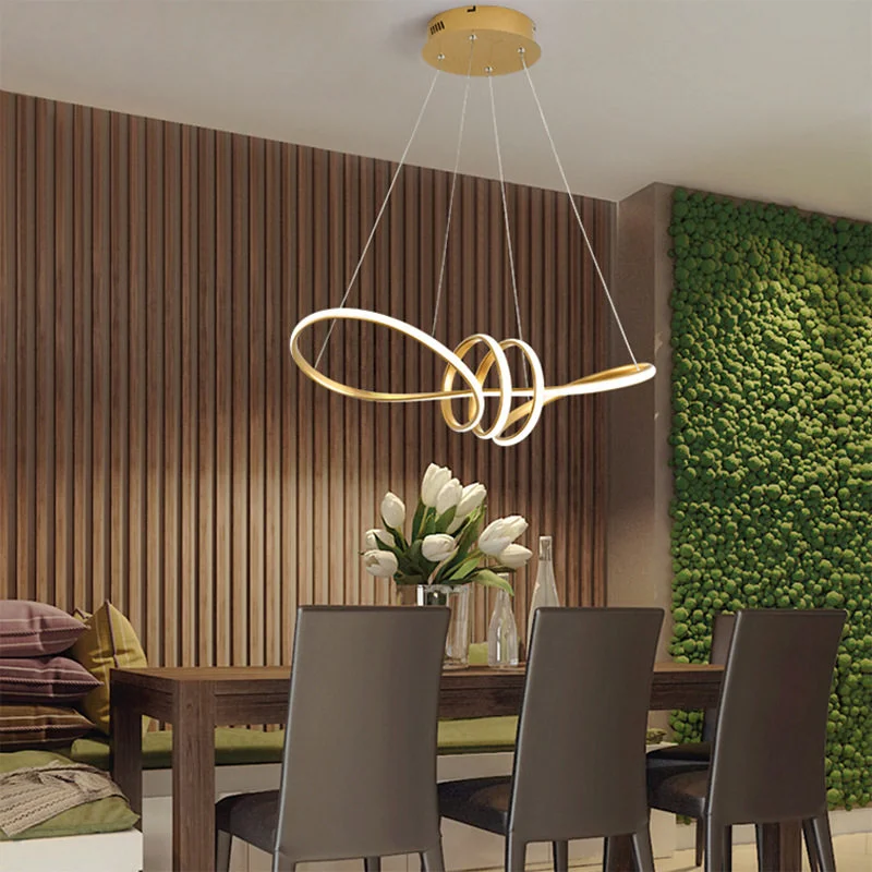 

Bow Shaped LED Ceiling Chandelier with Remote Adjustable Height Dimming Ceiling Light, Kitchen Island, Restaurant Home Lighting