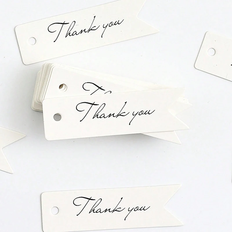 100pcs Thank You Small Label Kraft Paper Tag Vintage Baked DIY Jewelry Materials Blank Hanging Tag Bookmark Gift Card TMZ