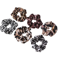 1/6pcs/lot Print Lady Hair Scrunchies Pack Leopard Elastic Headbands Satin Hair Bands Scrunchy Accessories Ponytail for women