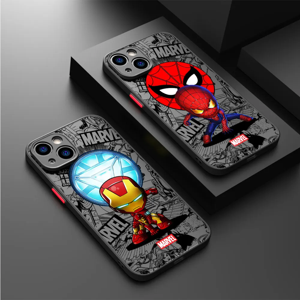 Matte Avengers venom Spider man Case for Apple iPhone 14 15 Plus SE 13 Pro Max 7 6S Plus 12 Mini XS X XR 11 8 Armor Clear Cover