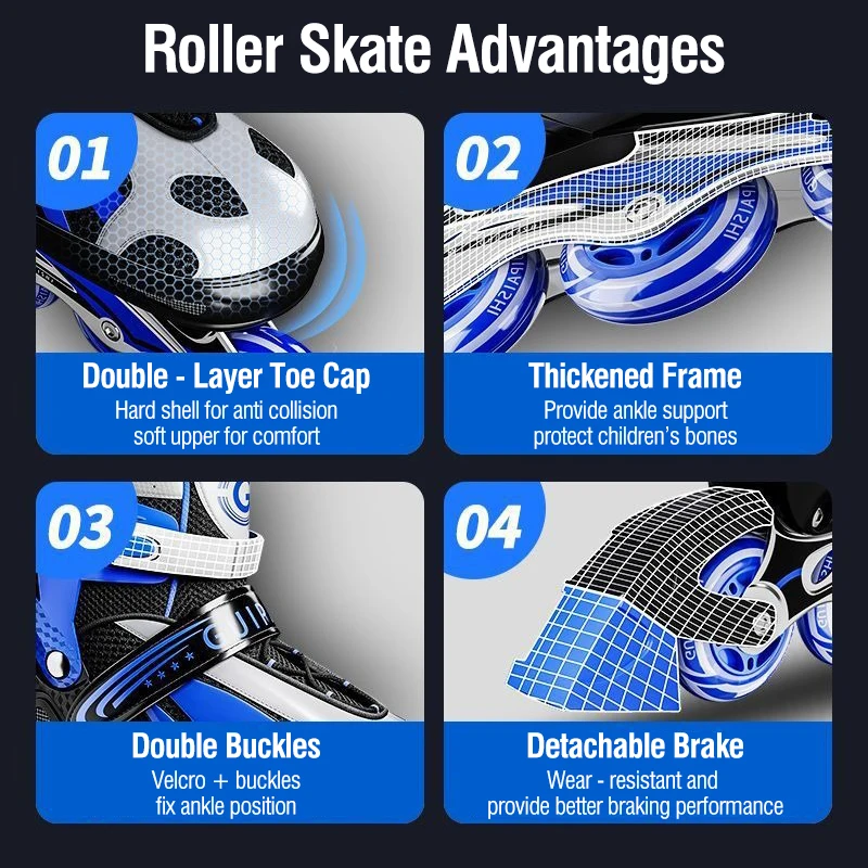 أطفال قابل للتعديل حذاء تزلج بعجلات فلاش كاملة أحذية التزلج على الجليد للفتيات سن 3-12 المبتدئين صف واحد مجموعة معدات واقية #5