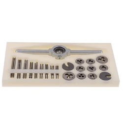 31Pcs Mini HSS Metric Thread Plugs Taps Dies Wrench Handle Set M1-M2.5 Screw New High Speed Steel Tap and Die Set Thread Tools