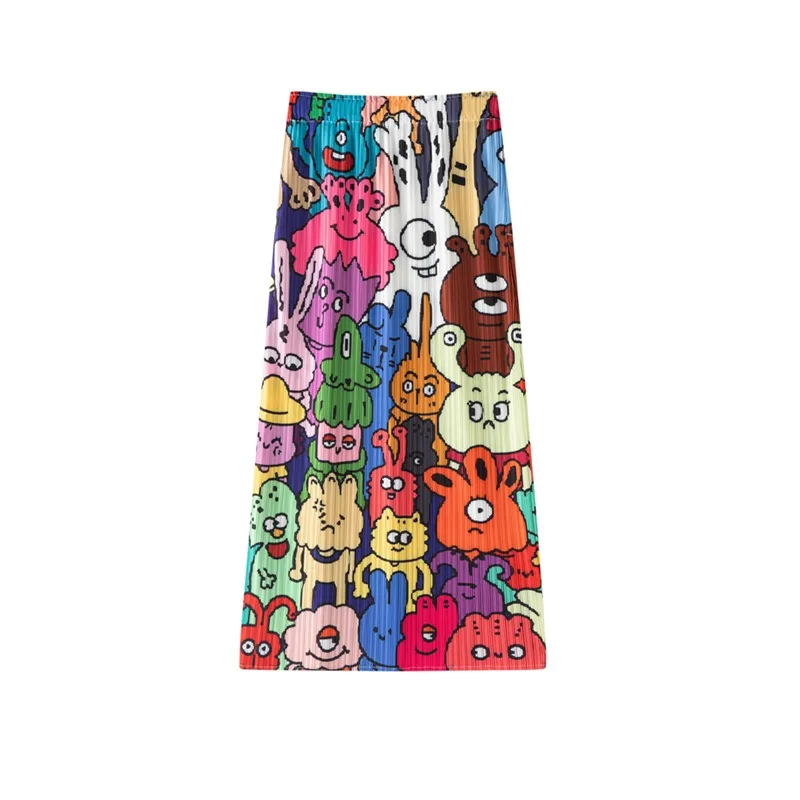Miyake Pleated Original Texture Skirt Women's Mid-Length Skirt 2026 Summer New Casual Elastic Waist Fashion A-Line Skirt Pleat