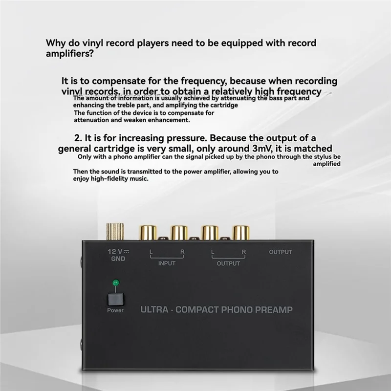 ABSY Pultra-Compact For Vinyl Turntable Phono Preamp With Low Noise Operation Enhanced Audio Conversion Support For Mm Cartridge