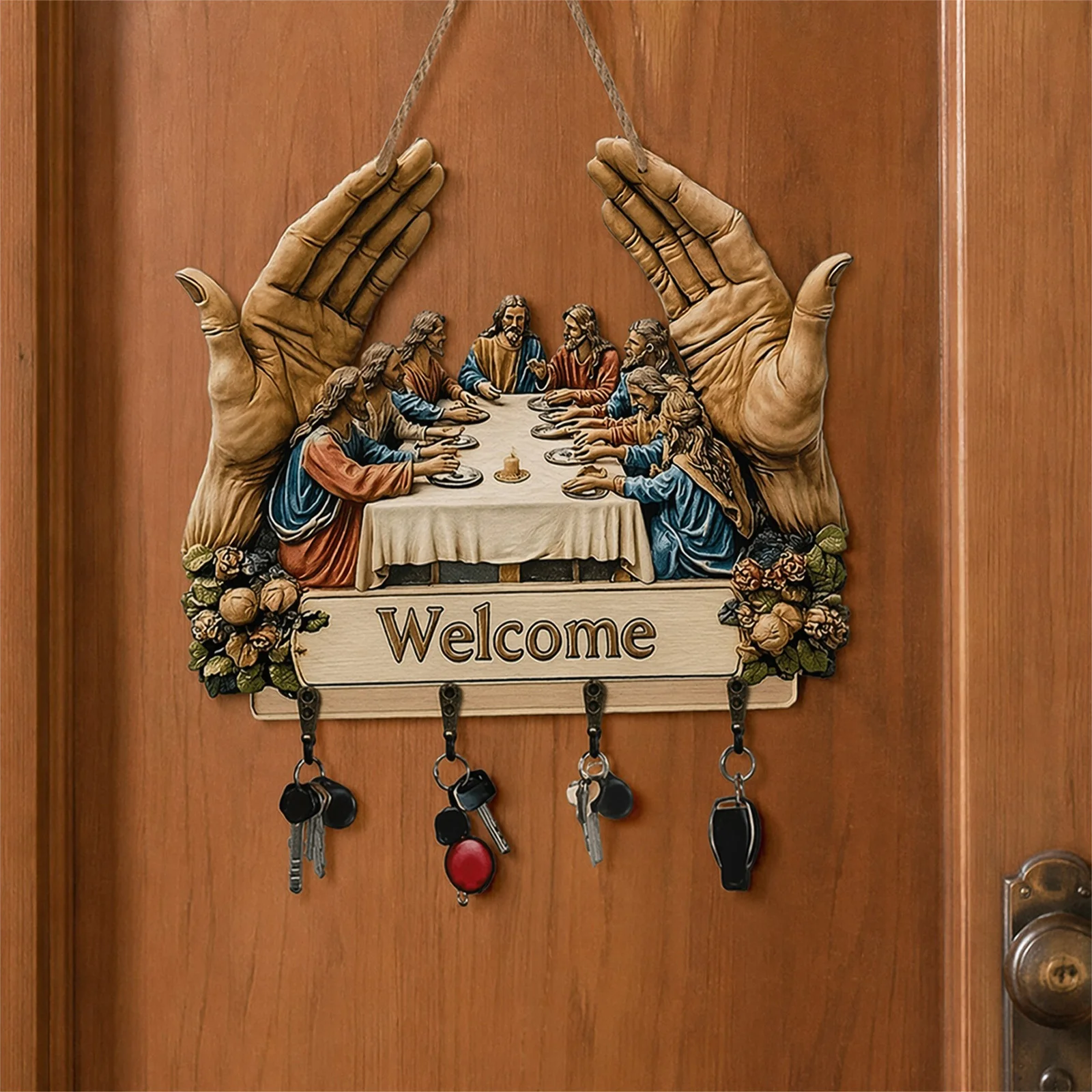 Key Holders Hooks Organizers with 4 Metal Hooks Small Keychains Organizer Racks Wear Resist for Entryway Hallway Entry