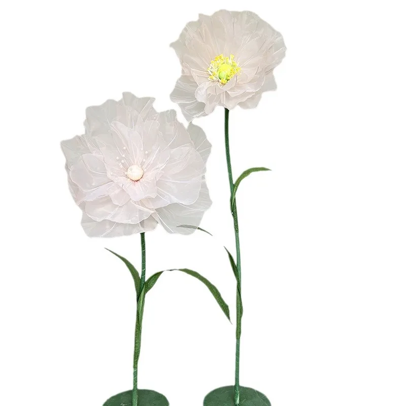Electric mechanical opening and closing flower with  silk transparent  floral decoration fairy flower photo simulation flower