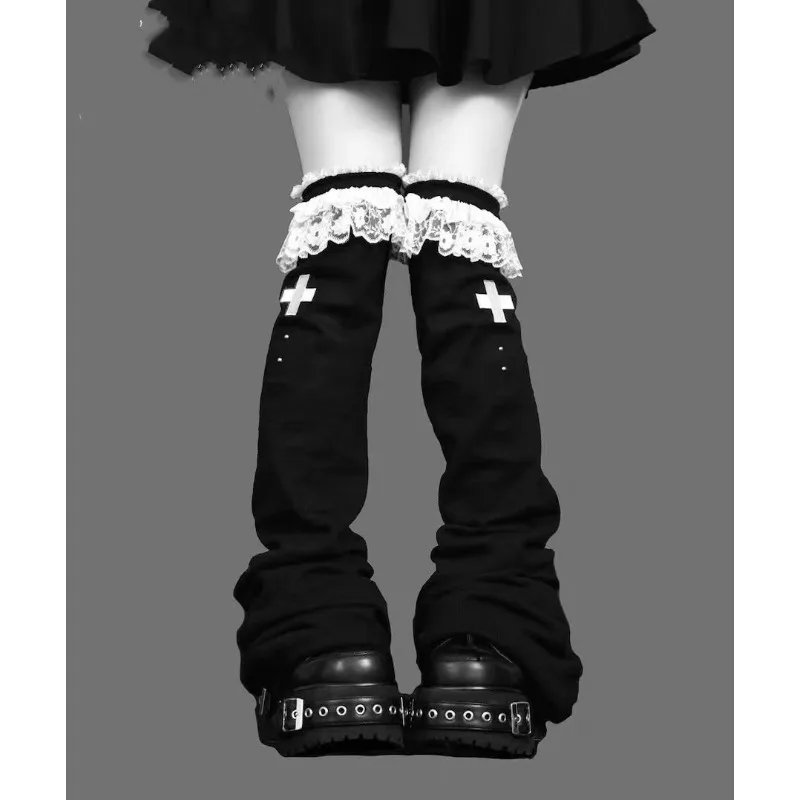 Y2K American Subculture Lolita Design Wide Leg Socks Women's Harajuku Punk Style Horn Leg Cover Fashion High Street Leg Cover