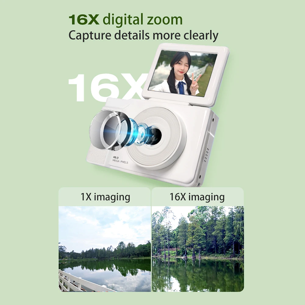 Откидная камера 2,8 дюйма HD с откидным экраном, цифровая камера Ccd, 48 МП, 180, камера с откидным экраном, видеокамера для видеоблогов, видеокамера с заполняющим светом, подарок