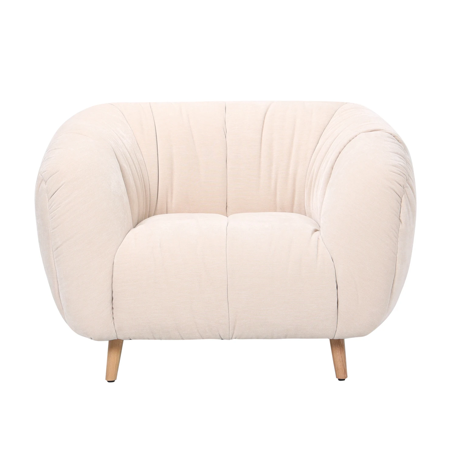 Nordic Minimalist Single Sofa Durable Soft Fabric Leisure Chair with Wood Legs for Office & Living Room for Bedroom Use