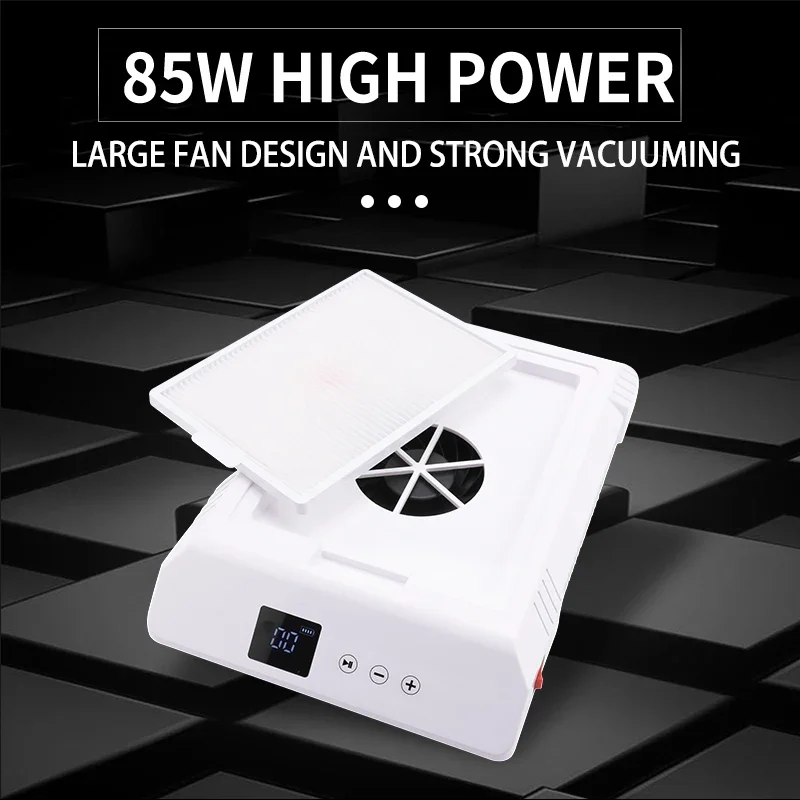 85W Portable Nail Dust Collector Big Suction Professional Manicure Pedicure Vacuum Cleaner