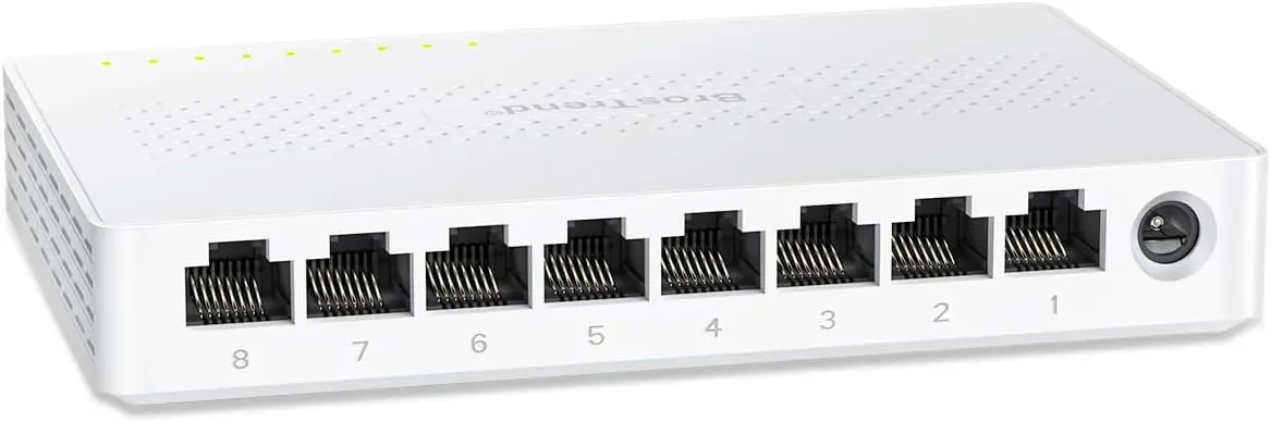 8 Port 2.5Gb Unmanaged Ethernet Switch, Plug & Play Fanless Desktop/Wall Mount Network Switch for Gaming, NAS, PC
